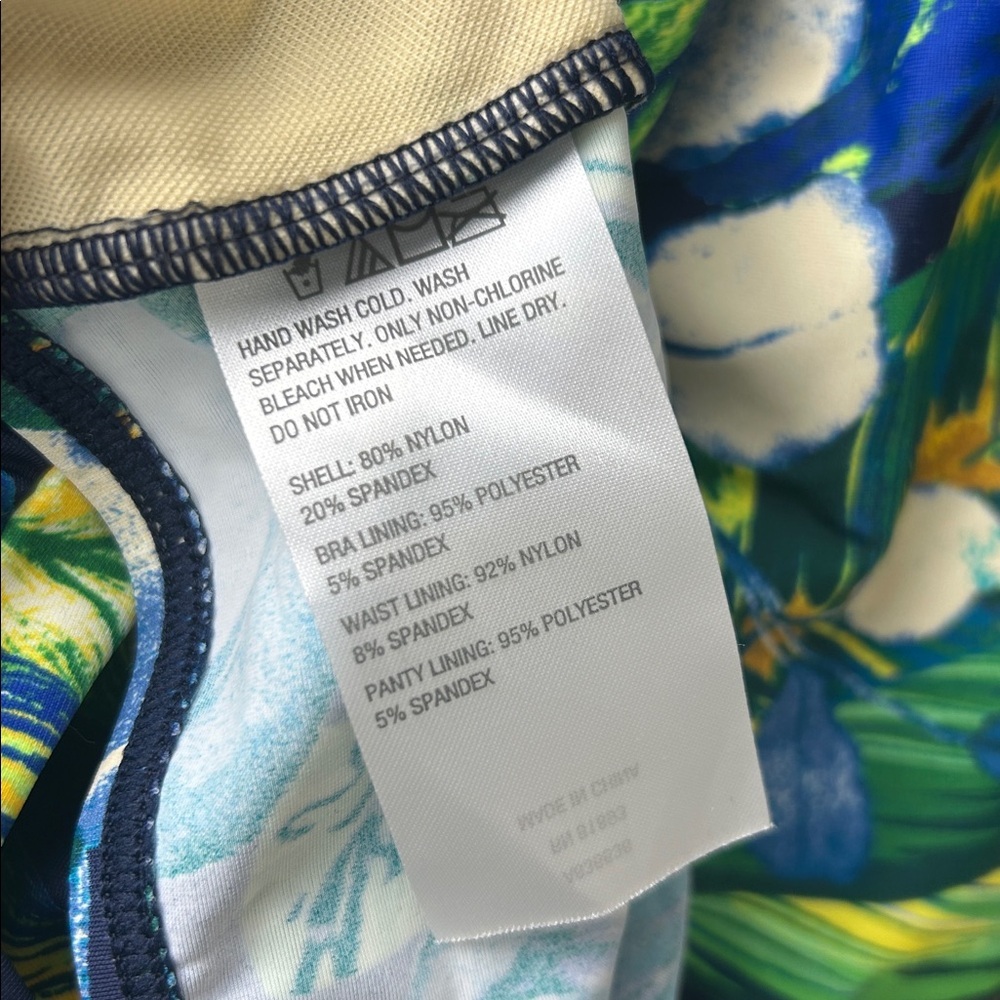 Susan Graver Soleil Swim Dress V-Neck Colorblock Navy Rio Tropical Size 10 New - Picture 7 of 10